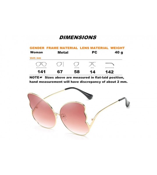 Butterfly Sunglasses For Women Butterfly Elegant Rimmed Summer Travel Fashion Metal Casual - Gold Frames Brown Lens - C618GC0...