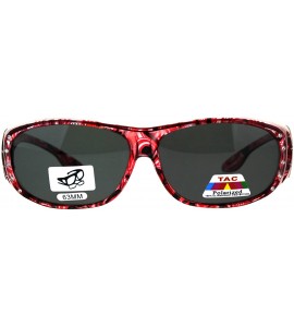 Oval Polarized Womens Rhinestone Bling Fit Over Floral Print 63mm Sunglasses - Red - CI18D44L07G $25.53