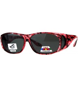 Oval Polarized Womens Rhinestone Bling Fit Over Floral Print 63mm Sunglasses - Red - CI18D44L07G $25.53