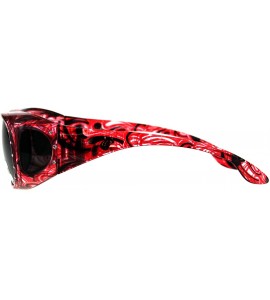 Oval Polarized Womens Rhinestone Bling Fit Over Floral Print 63mm Sunglasses - Red - CI18D44L07G $25.53