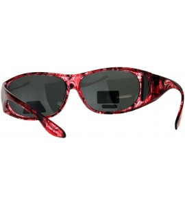 Oval Polarized Womens Rhinestone Bling Fit Over Floral Print 63mm Sunglasses - Red - CI18D44L07G $25.53