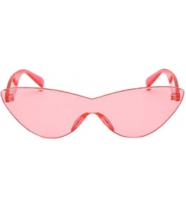 Semi-rimless Women Retro One Piece Cat Eye Sunglasses Rimless Eyewear UV Protection - Pink - CN1982CZ07T $19.49