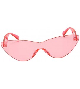 Semi-rimless Women Retro One Piece Cat Eye Sunglasses Rimless Eyewear UV Protection - Pink - CN1982CZ07T $19.49