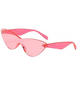 Semi-rimless Women Retro One Piece Cat Eye Sunglasses Rimless Eyewear UV Protection - Pink - CN1982CZ07T $19.49