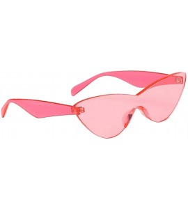 Semi-rimless Women Retro One Piece Cat Eye Sunglasses Rimless Eyewear UV Protection - Pink - CN1982CZ07T $19.49