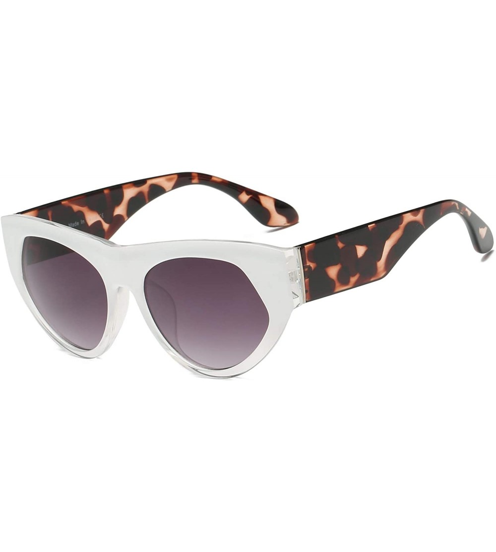 Round Women Round Cat Eye Fashion Sunglasses - White - CC18WSELERY $37.13