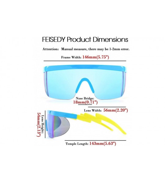 Goggle Classic Flat Top Shield ZigZag Sunglasses Siamese Goggles Rainbow Mirrored Lenses B2602 - 004 Blue Sky - C9198G3X78U $...