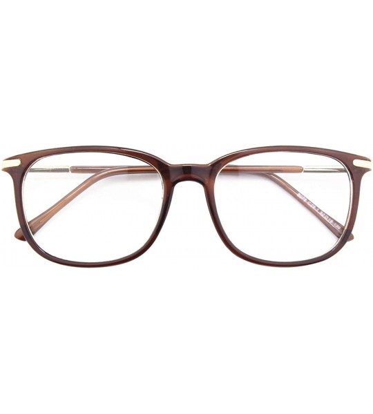 Round Fashion Metal Temple Horn Rimmed Clear Lens Glasses - Brown - CI12799FL9L $18.55