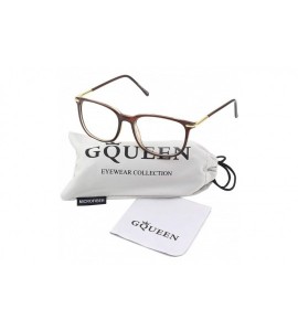 Round Fashion Metal Temple Horn Rimmed Clear Lens Glasses - Brown - CI12799FL9L $18.55