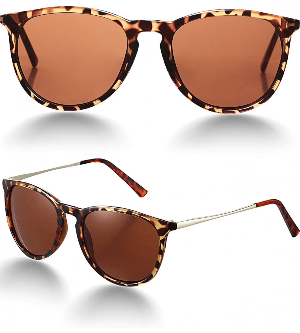 Round Leopard Round Sunglasses Retro Leopard Sunglasses Leopard Sunglasses for Women - Brown - C91924WKUXT $17.77