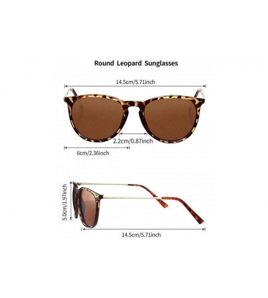 Round Leopard Round Sunglasses Retro Leopard Sunglasses Leopard Sunglasses for Women - Brown - C91924WKUXT $17.77