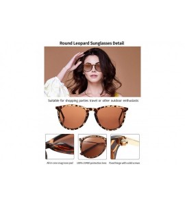 Round Leopard Round Sunglasses Retro Leopard Sunglasses Leopard Sunglasses for Women - Brown - C91924WKUXT $17.77