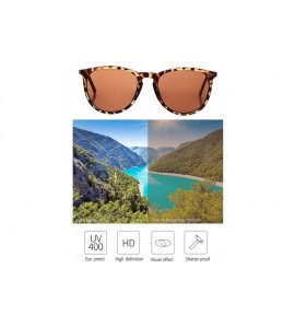 Round Leopard Round Sunglasses Retro Leopard Sunglasses Leopard Sunglasses for Women - Brown - C91924WKUXT $17.77