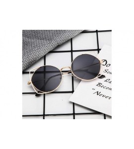 Cat Eye Sunglasses For Women - Cat Eye Mirrored Flat Lenses Metal Frame Sunglasses - Gray - CY18RQXUNZN $16.67