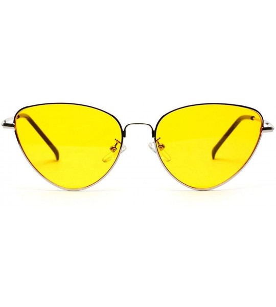 Cat Eye Retro Cat Eye Sunglasses Women Yellow Red Lens Sun Glasses Fashion Light Weight Sunglass Vintage Metal Eyewear - C419...