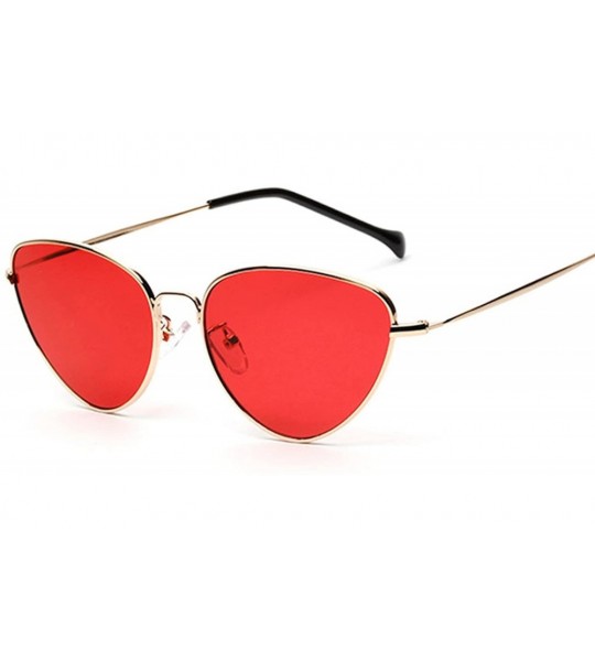 Cat Eye Retro Cat Eye Sunglasses Women Yellow Red Lens Sun Glasses Fashion Light Weight Sunglass Vintage Metal Eyewear - C419...