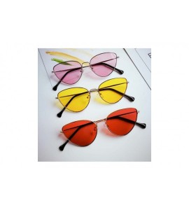 Cat Eye Retro Cat Eye Sunglasses Women Yellow Red Lens Sun Glasses Fashion Light Weight Sunglass Vintage Metal Eyewear - C419...