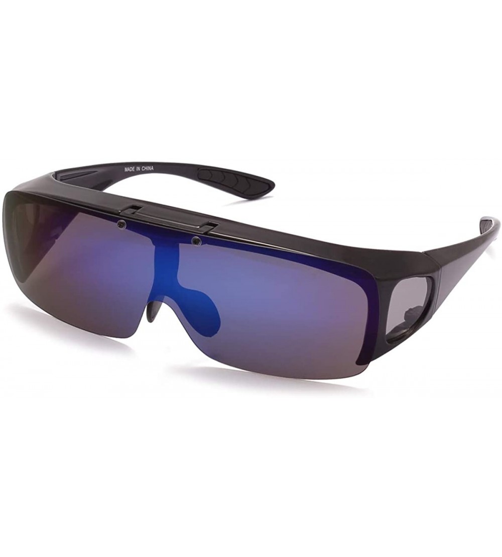 Shield Driving Glasses Wraparounds Polarized Fitover Sunglasses - Black - CJ18R23EW4D $29.34