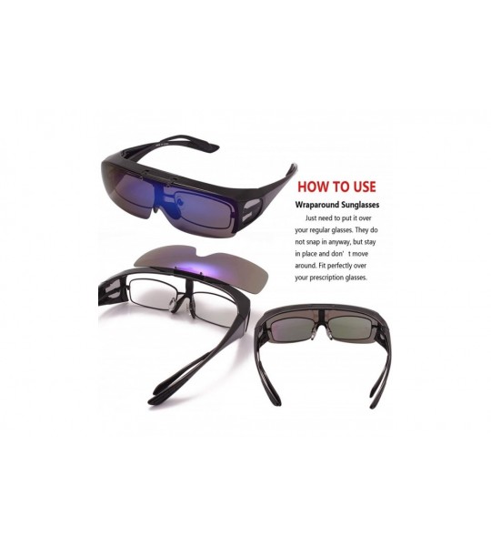 Shield Driving Glasses Wraparounds Polarized Fitover Sunglasses - Black - CJ18R23EW4D $29.34