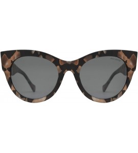 Sport Women's Bold Oversized Chunky Cat Eye Vintage Sunglasses - Brown Marble + Polarized Smoke Lens - CI18UDRYZI4 $26.78