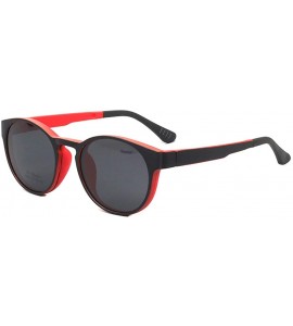 Round Round Magnetic Clip-On Polarized Unisex Sunglasses Rx-able Eyeglass Frames - Red - C018SRKE6QY $44.66