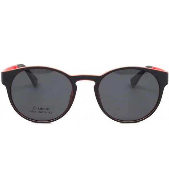 Round Round Magnetic Clip-On Polarized Unisex Sunglasses Rx-able Eyeglass Frames - Red - C018SRKE6QY $44.66