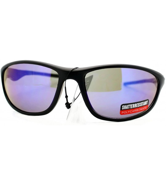 Sport UV Protection Sports Sunglasses Mens Oval Wrap Around Multicolor Lens - Black - CR11Y7S2OVV $20.32