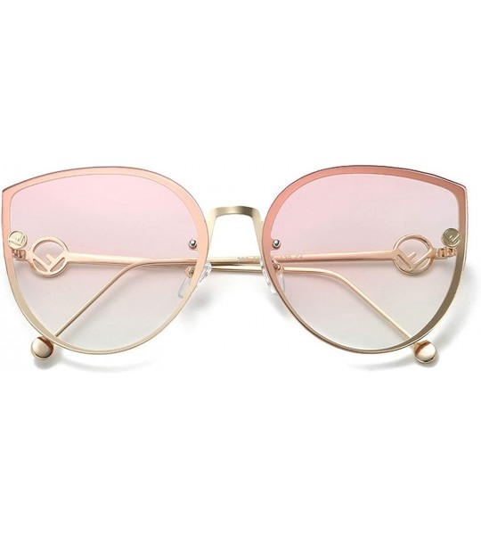 Cat Eye 2019 Lady Cat Eye Sunglasses Women Vintage Rimless Gradient Sun Glasses - Gold Blue Yellow - C318W7E9ZYI $27.74