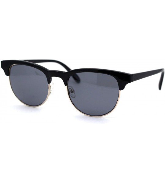 Wayfarer Womens Horned Hipster Half Rim Fashion Sunglasses - All Black - C112FX2IYDV $18.09