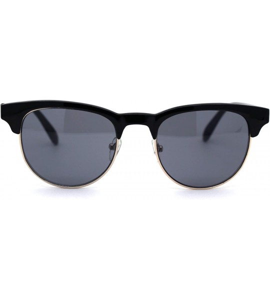 Wayfarer Womens Horned Hipster Half Rim Fashion Sunglasses - All Black - C112FX2IYDV $18.09