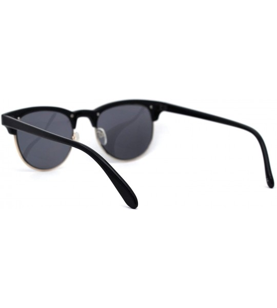 Wayfarer Womens Horned Hipster Half Rim Fashion Sunglasses - All Black - C112FX2IYDV $18.09