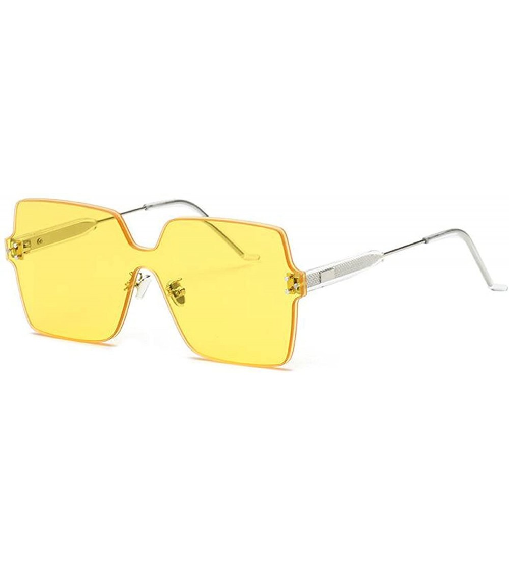 Square Fashion Rimless One Piece Clear Lens Color Candy Sunglasses 1888 - Yellow - CL18GUNEEIM $23.35