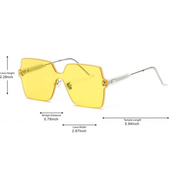 Square Fashion Rimless One Piece Clear Lens Color Candy Sunglasses 1888 - Yellow - CL18GUNEEIM $23.35