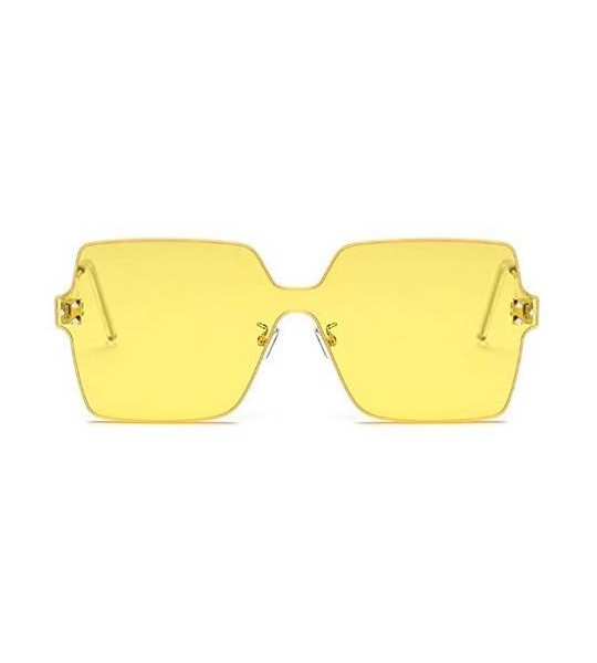 Square Fashion Rimless One Piece Clear Lens Color Candy Sunglasses 1888 - Yellow - CL18GUNEEIM $23.35