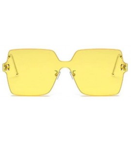 Square Fashion Rimless One Piece Clear Lens Color Candy Sunglasses 1888 - Yellow - CL18GUNEEIM $23.35