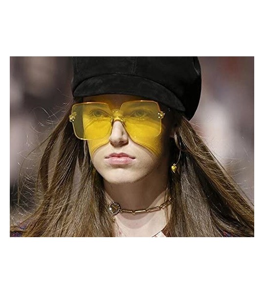 Square Fashion Rimless One Piece Clear Lens Color Candy Sunglasses 1888 - Yellow - CL18GUNEEIM $23.35