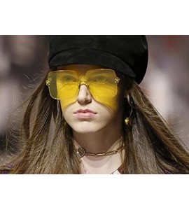 Square Fashion Rimless One Piece Clear Lens Color Candy Sunglasses 1888 - Yellow - CL18GUNEEIM $23.35