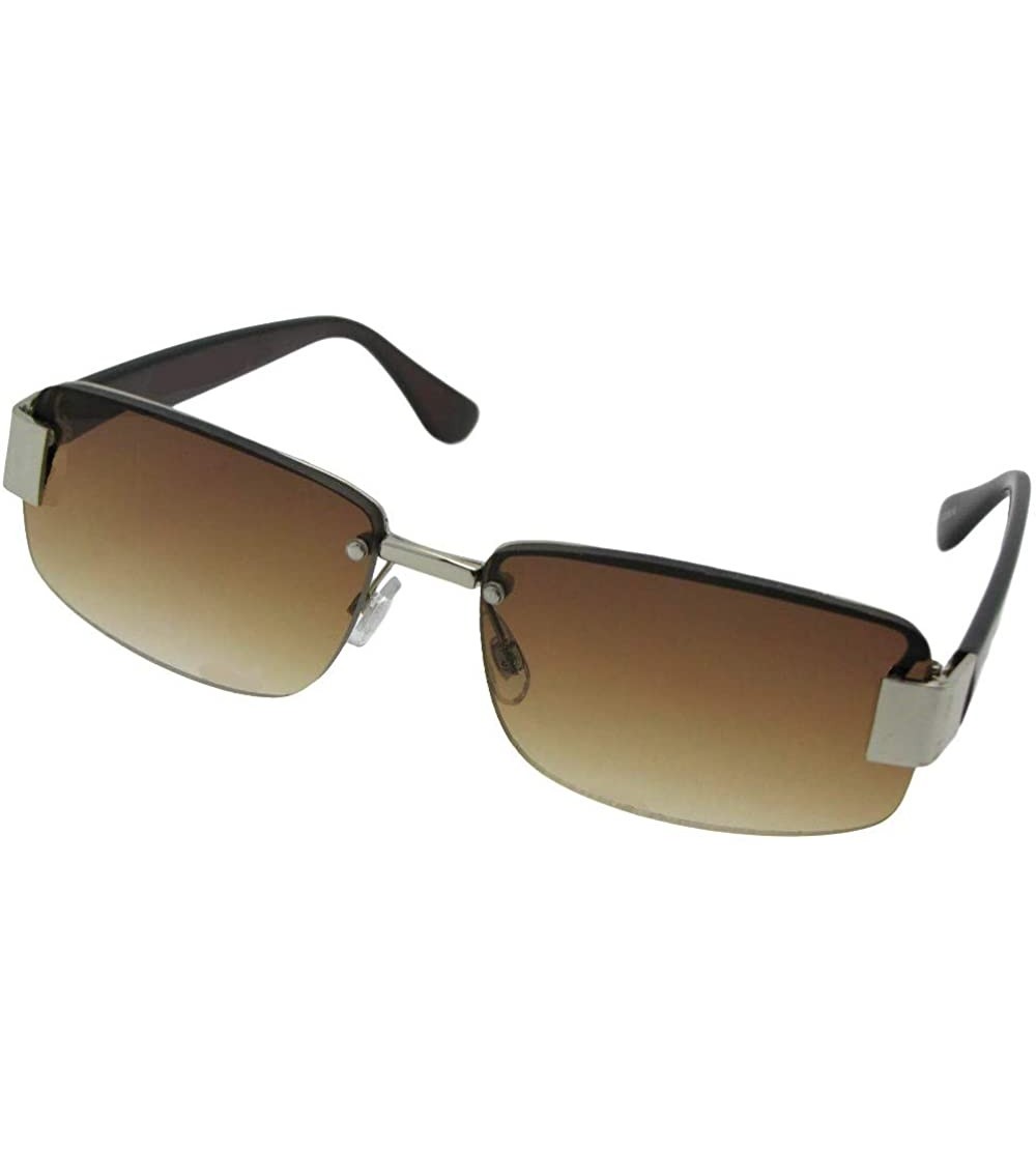 Semi-rimless Fashion Full Reader Reading Sunglasses R43 - Sliver Frame-brown Lenses - CC197M6U8LN $30.57