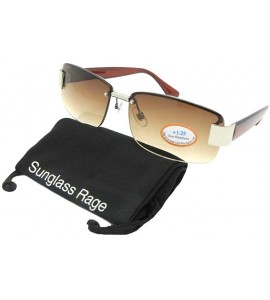 Semi-rimless Fashion Full Reader Reading Sunglasses R43 - Sliver Frame-brown Lenses - CC197M6U8LN $30.57