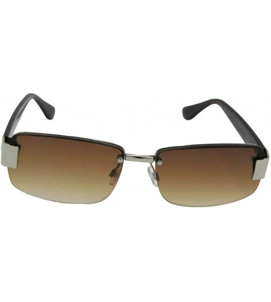 Semi-rimless Fashion Full Reader Reading Sunglasses R43 - Sliver Frame-brown Lenses - CC197M6U8LN $30.57