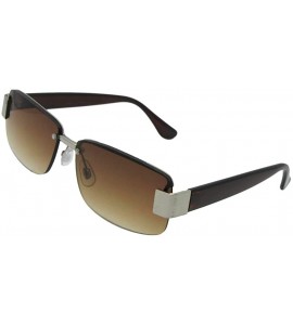 Semi-rimless Fashion Full Reader Reading Sunglasses R43 - Sliver Frame-brown Lenses - CC197M6U8LN $30.57