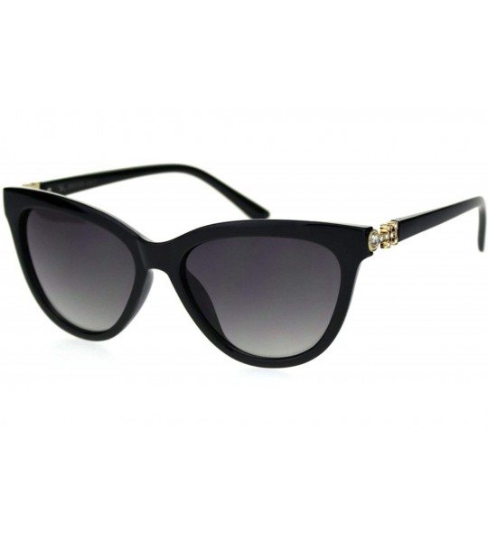 Cat Eye Womens Large Rhinestone Jewel Hinge Oversize Cat Eye Sunglasses - Black Gold Smoke - CK18S7C7E0A $22.69