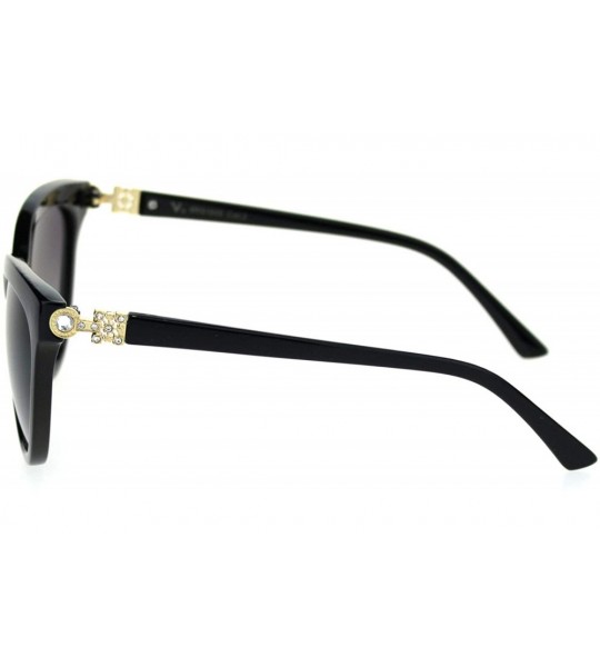 Cat Eye Womens Large Rhinestone Jewel Hinge Oversize Cat Eye Sunglasses - Black Gold Smoke - CK18S7C7E0A $22.69