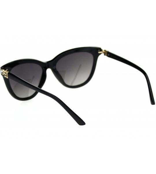 Cat Eye Womens Large Rhinestone Jewel Hinge Oversize Cat Eye Sunglasses - Black Gold Smoke - CK18S7C7E0A $22.69