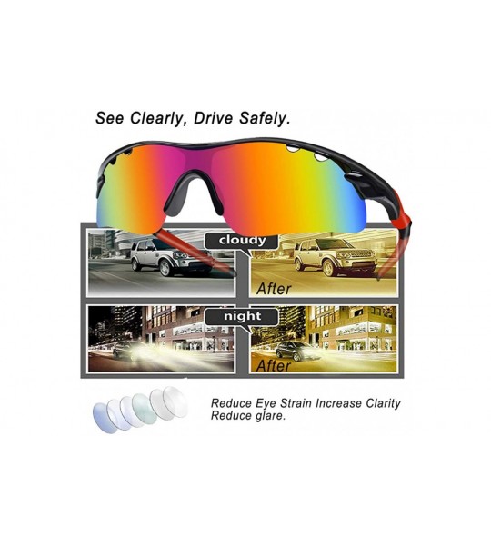 Sport Glasses Driving Fashion Sunglasses Explosion proof - Black Red - CN18W9G977Z $19.39