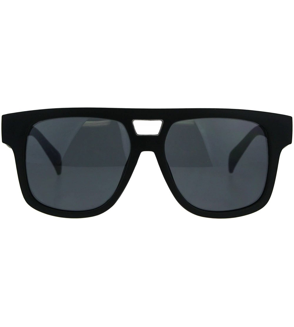 Rectangular Mens Flat Top Horn Rim Mob Thick Plastic Sunglasses - All Black - CN189UUQDQ9 $17.70