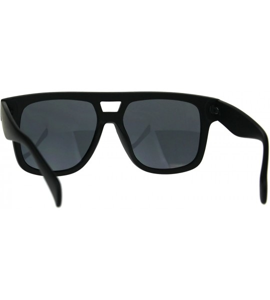 Rectangular Mens Flat Top Horn Rim Mob Thick Plastic Sunglasses - All Black - CN189UUQDQ9 $17.70