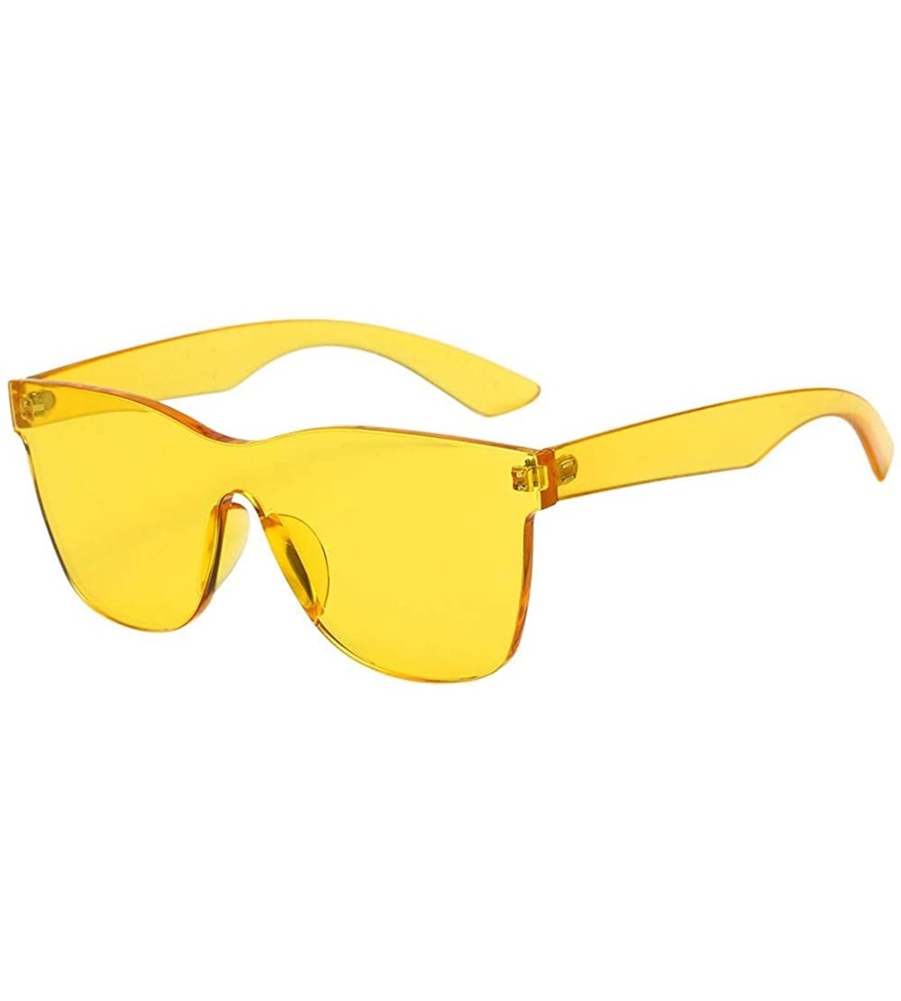 Wrap Women New Fashion Heart-shaped Shades Sunglasses Integrated UV Candy Colored Glasses - Yellow - CN18SUCHQKL $17.15