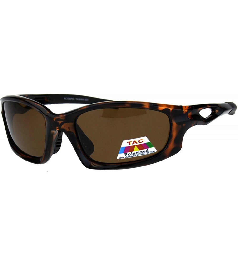 Wrap TAC Polarized Sunglasses Mens Oval Rectangular Sports Wrap Around Shades - Tortoise (Brown) - CU18OAWDW0E $23.20