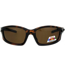 Wrap TAC Polarized Sunglasses Mens Oval Rectangular Sports Wrap Around Shades - Tortoise (Brown) - CU18OAWDW0E $23.20